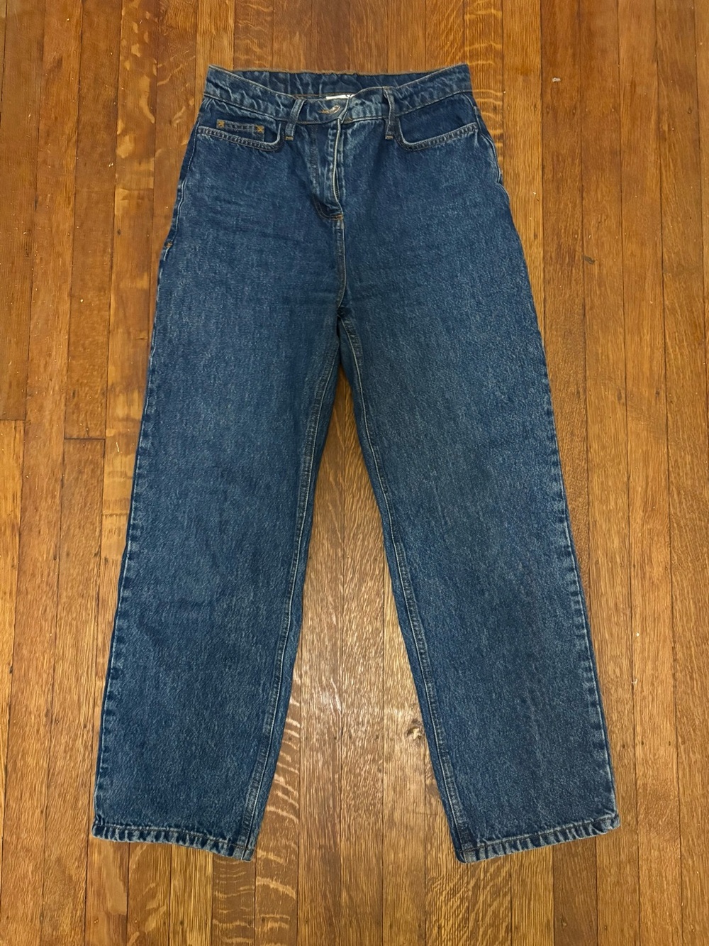 Straight-Leg High-Rise Women's Jeans in Dark Blue